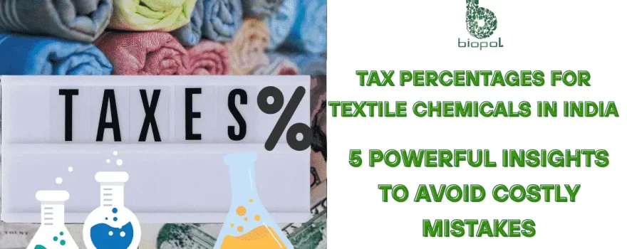 A lightbox reading "TAXES" sits over currency notes, with three colorful lab flasks in front—visually linking finance and the chemical industry. - tax percentages for textile chemicals in india 1