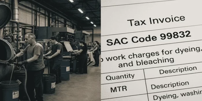 SAC code for labour charges textile chemicals