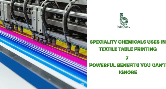 High-speed textile table printing in action — showcasing vibrant, precision-aligned colors applied using specialty textile chemicals for durable and high-quality results. - speciality chemicals uses in textile table printing 1
