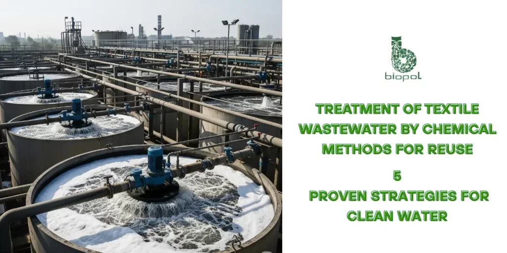 Industrial textile wastewater treatment plant with tanks and foam, showing active chemical water recovery process. - treatment of textile wastewater by chemical methods for reuse 1
