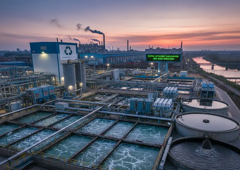 Image shows chemical waste management in textile chemistry via industrial effluent treatment to reduce harm before discharge or reuse. - Chemical waste management in textile chemistry 2