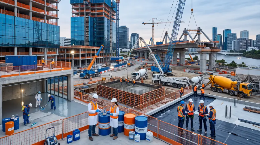 A modern construction laboratory with researchers-Types of Construction Chemicals 1