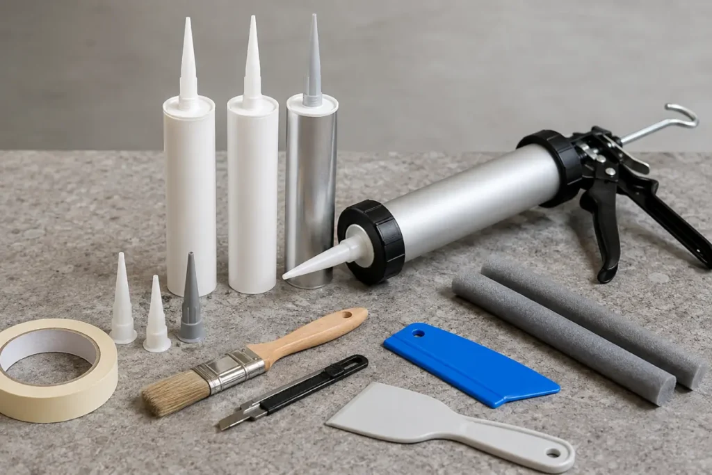 Caulking Tools on a Workbench-Silicone Sealant 3