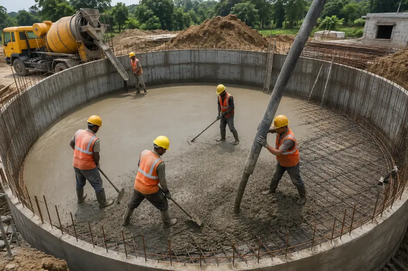 Circular Concrete Tank Construction-Waterproofing Admixture 3