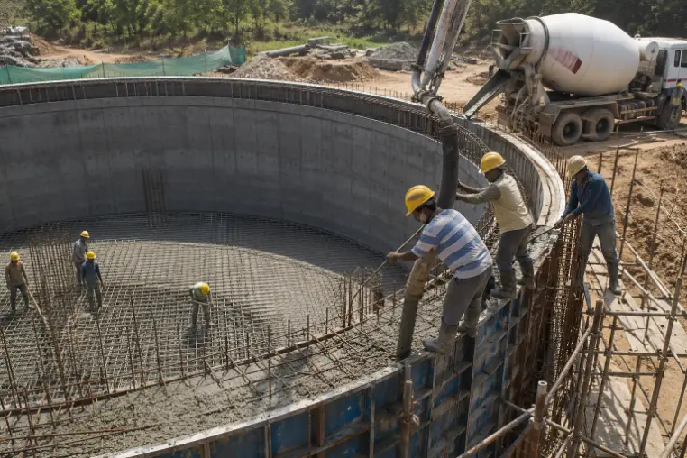 Circular Concrete Tank Under Construction-Integral Waterproofing Compound 1
