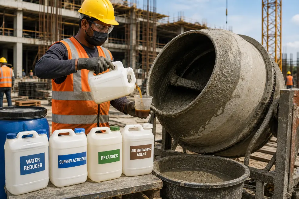 Concrete Admixture Mixing at Construction Site-Bulk Chemical Materials for Construction 2