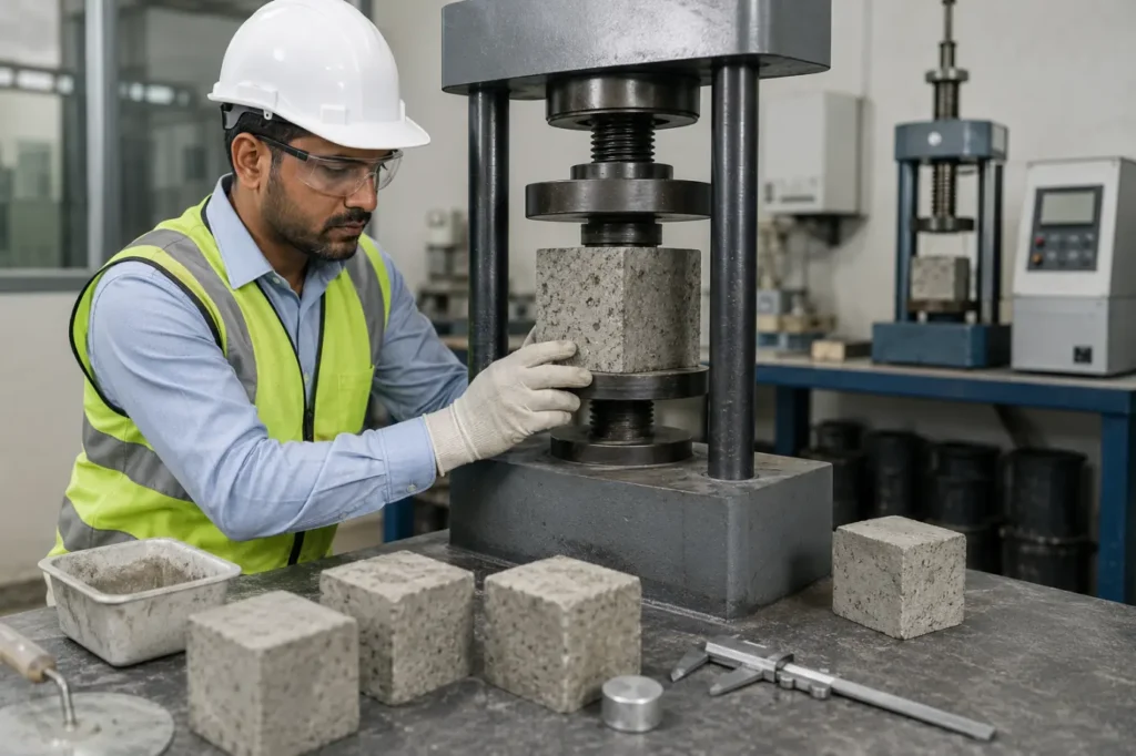 Concrete Cube Compression Testing Lab-Mortar2