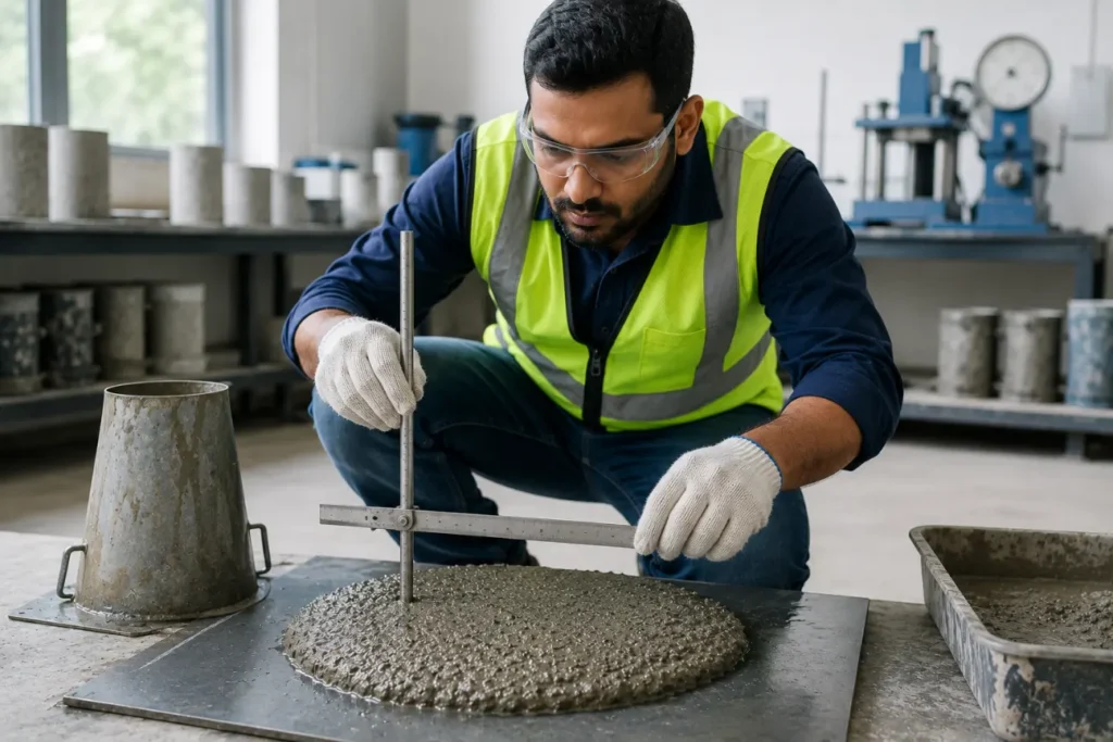 Concrete Flow Test in the Laboratory-PCE Admixture 2