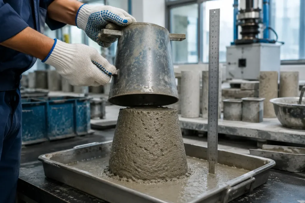Concrete Slump Test in the Lab-PCE Admixture 1