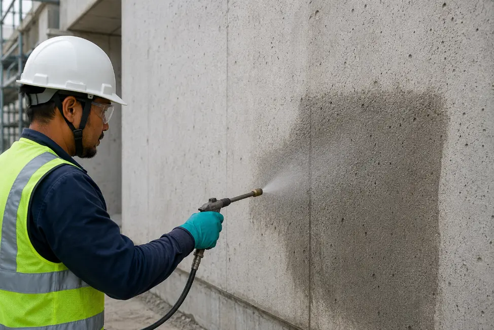 Concrete Wall Treatment Worker-Silane Waterproofing 1