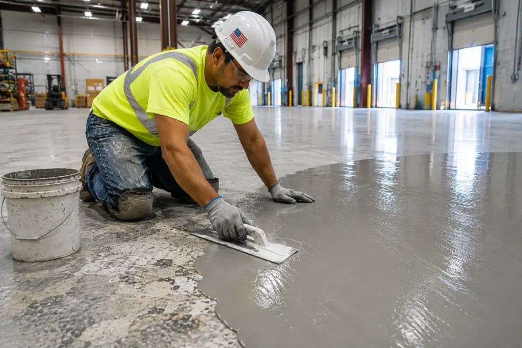 Concrete floor leveling in warehouse-Construction Chemicals for Flooring 1