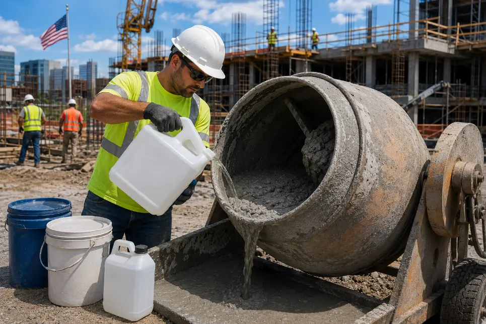 Concrete mixer with construction admixture-Concrete Construction Chemicals 2