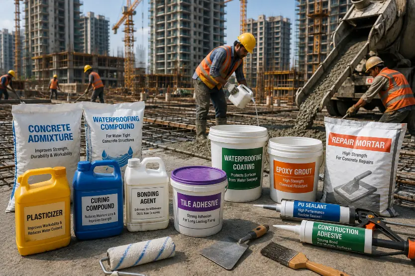 Construction Chemicals at a Busy Building Site-Global Construction Chemicals Market 1