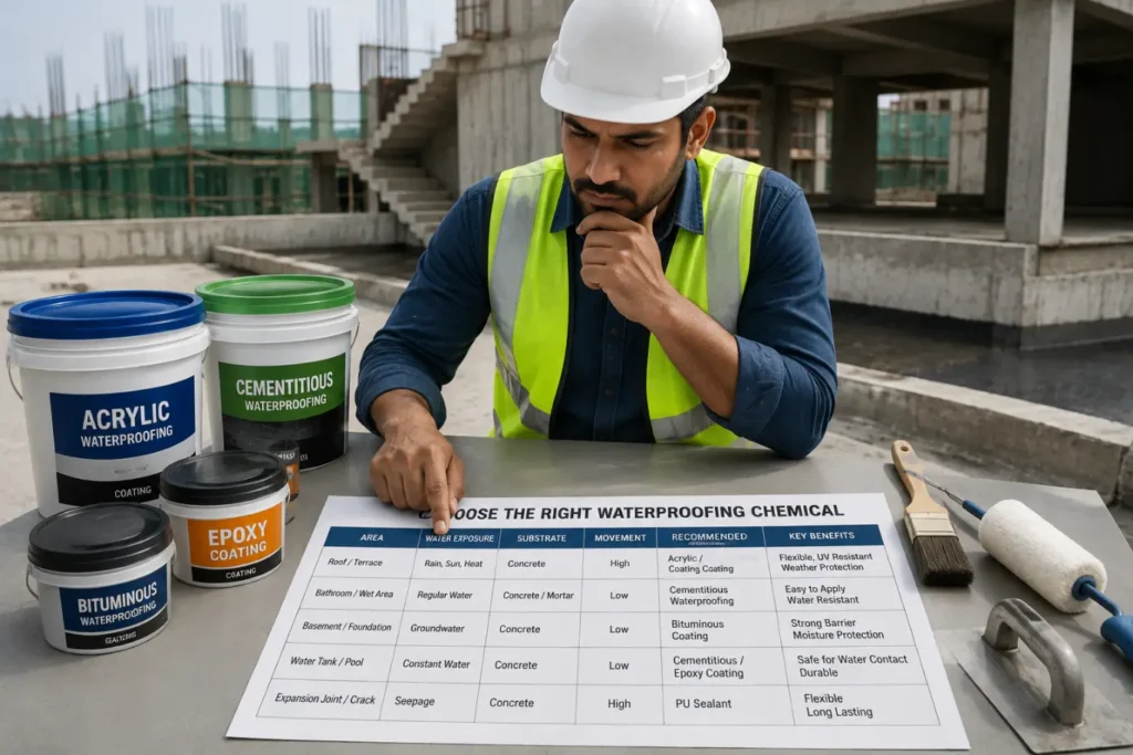 Construction Worker Choosing Waterproofing Solutions-Construction Chemicals Waterproofing3