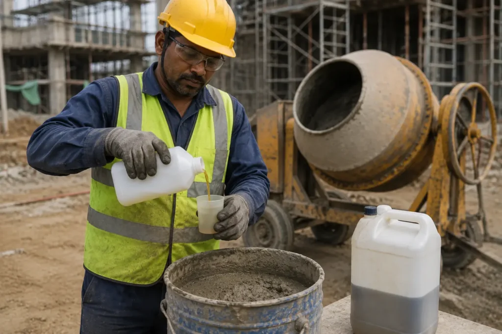 Construction Worker Mixing Concrete Admixture-Concrete Admixture: Selection Guide 2
