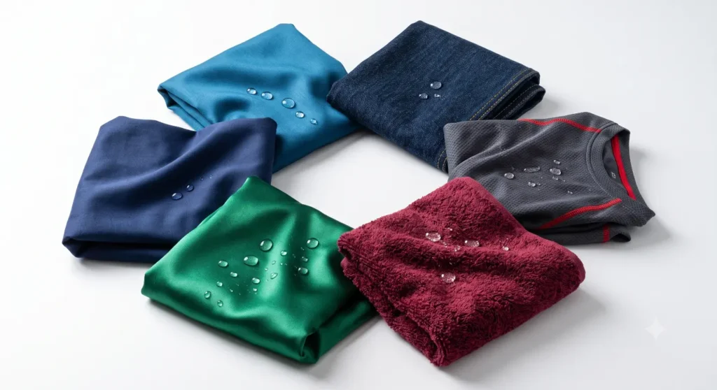 Folded textiles show water beading up-Types of Silicones 3