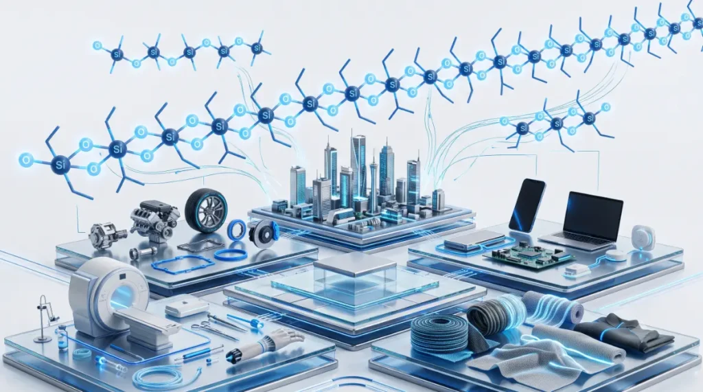 Futuristic 3D view of silicone in industry-Silicones 2