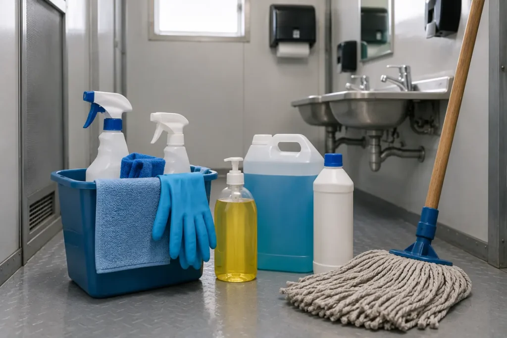 Industrial Cleaning Supplies by Utility Sink-Best Sanitation Chemicals for Construction Restrooms1