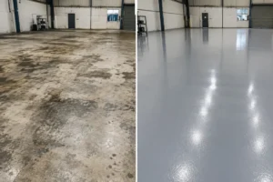 Industrial Floor Transformation Comparison-Epoxy Flooring1