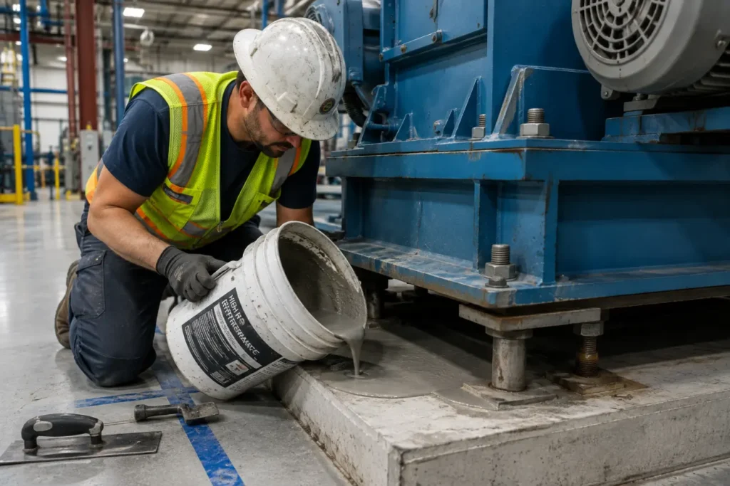 Industrial Grout Pouring Under Machinery-Construction Chemicals Industry 2