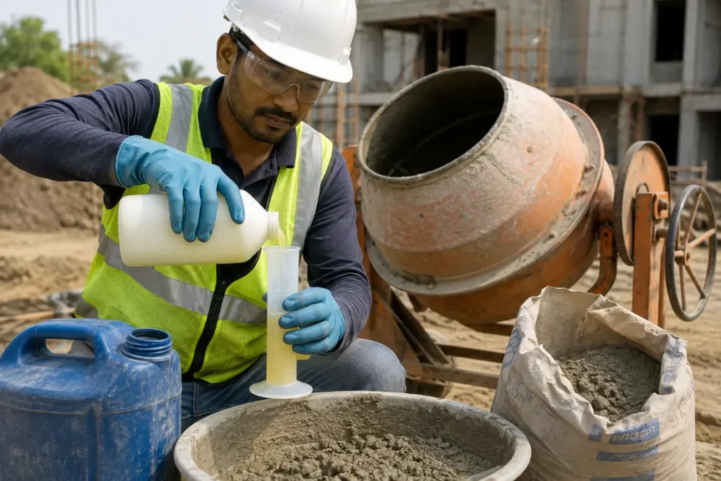 Measuring Additive at the Construction Site-Integral Waterproofing Compound2