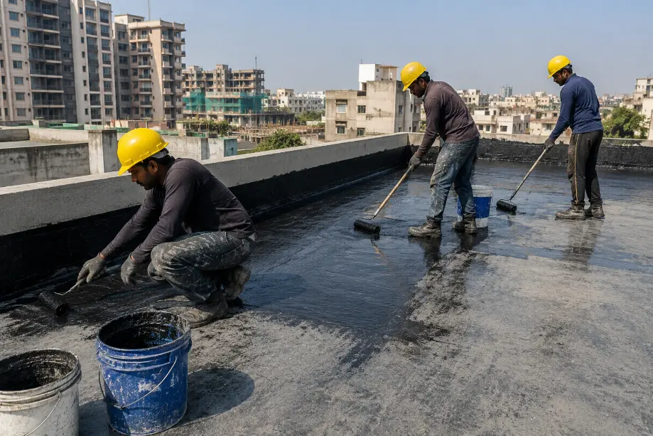 Rooftop Waterproofing Crew at Work-Global Construction Chemicals Market 2