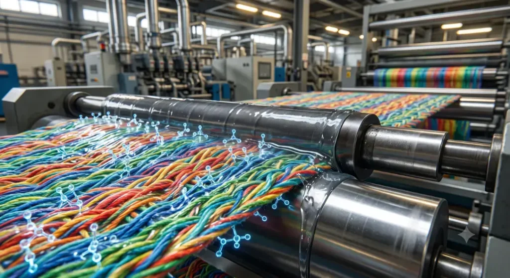 Textile machine coats colorful threads with polymers - Types of Silicones 1