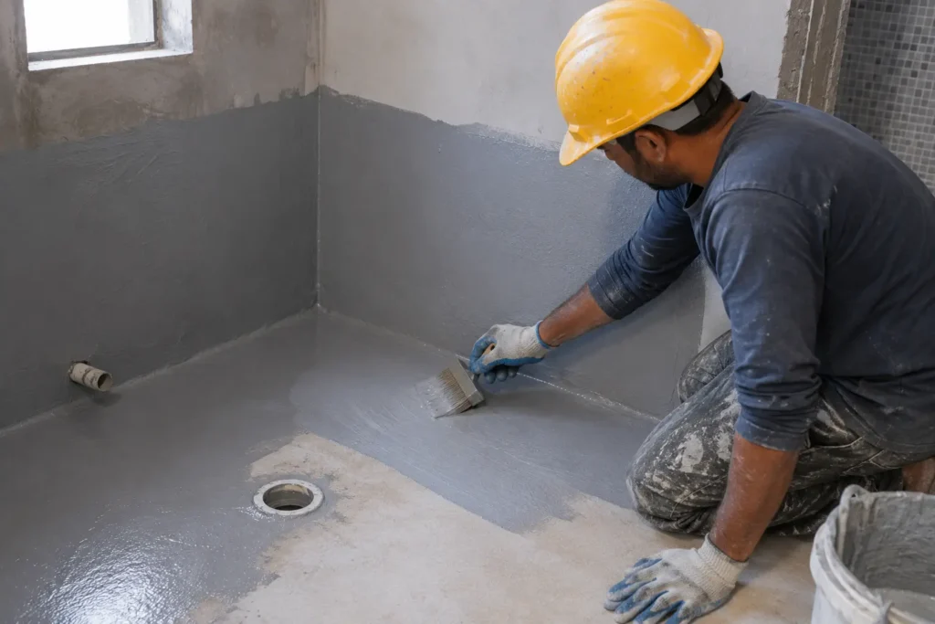 Worker Applying Waterproofing Coating-Anti-Termite Chemicals for Construction2