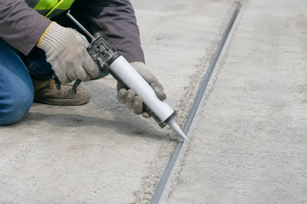 Worker Sealing a Concrete Joint-PS Sealant 1