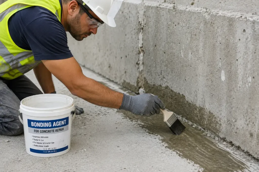 Worker applying concrete bonding agent-Concrete Construction Chemicals 1