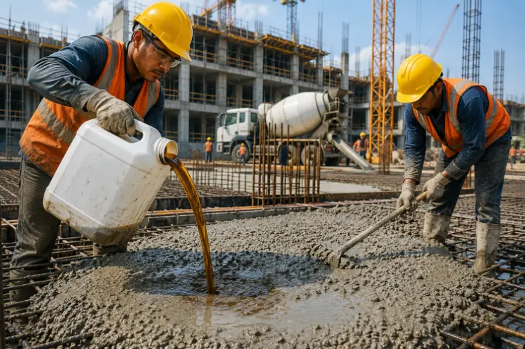 Workers mixing concrete with admixtures-Construction Chemical Suppliers 3
