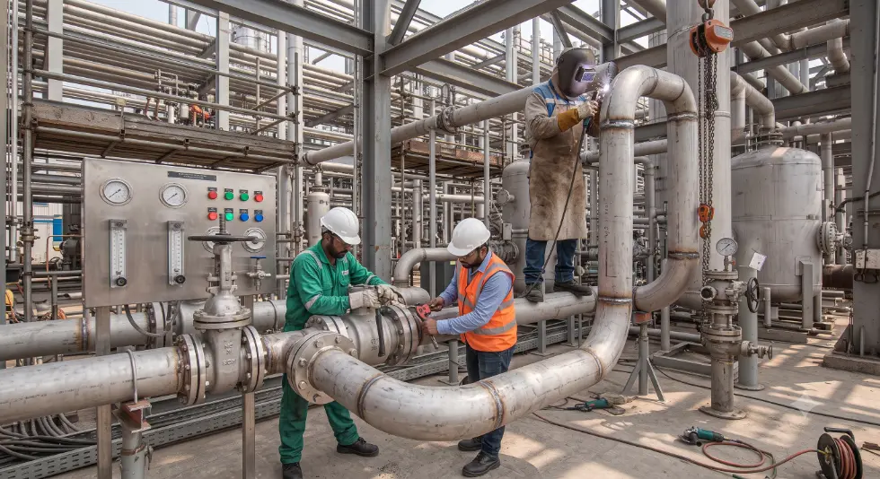Commissioning and Testing industrial pipe- Chemical & Petrochemical Construction Consulting 3