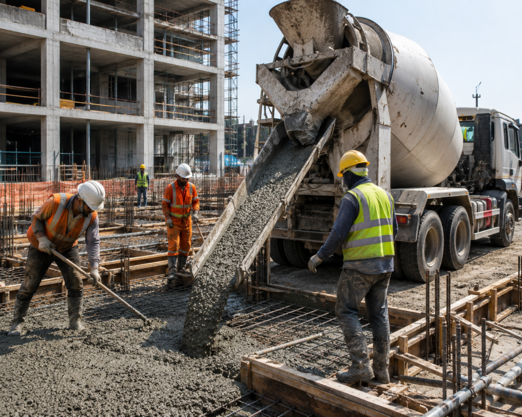 Concrete Pour at Urban Construction Site-Superplasticizer 3