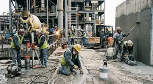 Construction crew repairing concrete-Chemical Application in Construction 1