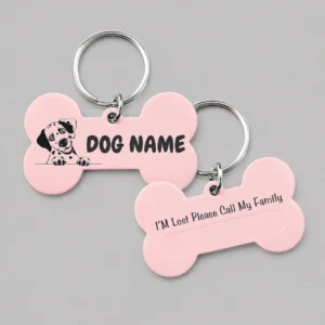 Pastel pink silicone dog tags on grey background - silicone dog tag - 1