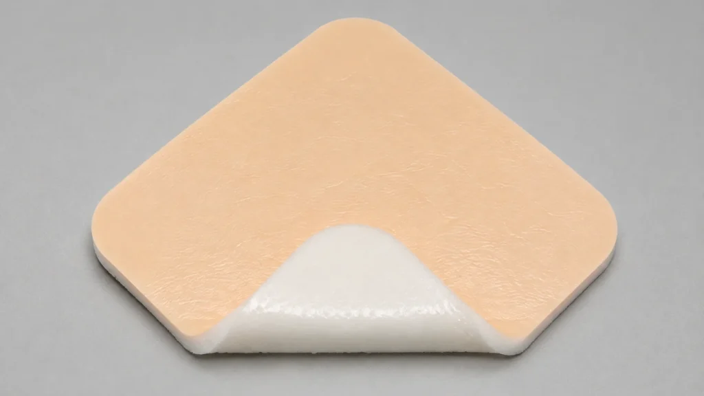 Silicone foam dressing showing a soft foam center and adhesive layer - silicone foam dressing - 1