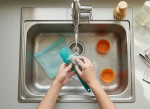 washing everyday kitchen items in a sink by hand - How can I clean silicone - 1
