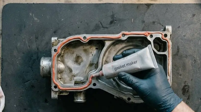 applying sealant to metal housing - silicone gasket maker -2