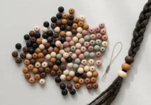 natural flat lay of colorful tiny accessories - Silicone Hair Beads- 1