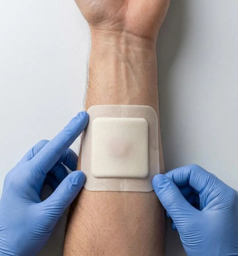 Silicone dressing applied to forearm - silicone dressing -2