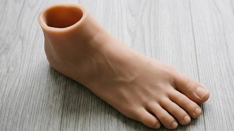 cosmetic prosthesis on wooden surface - silicone feet- 1