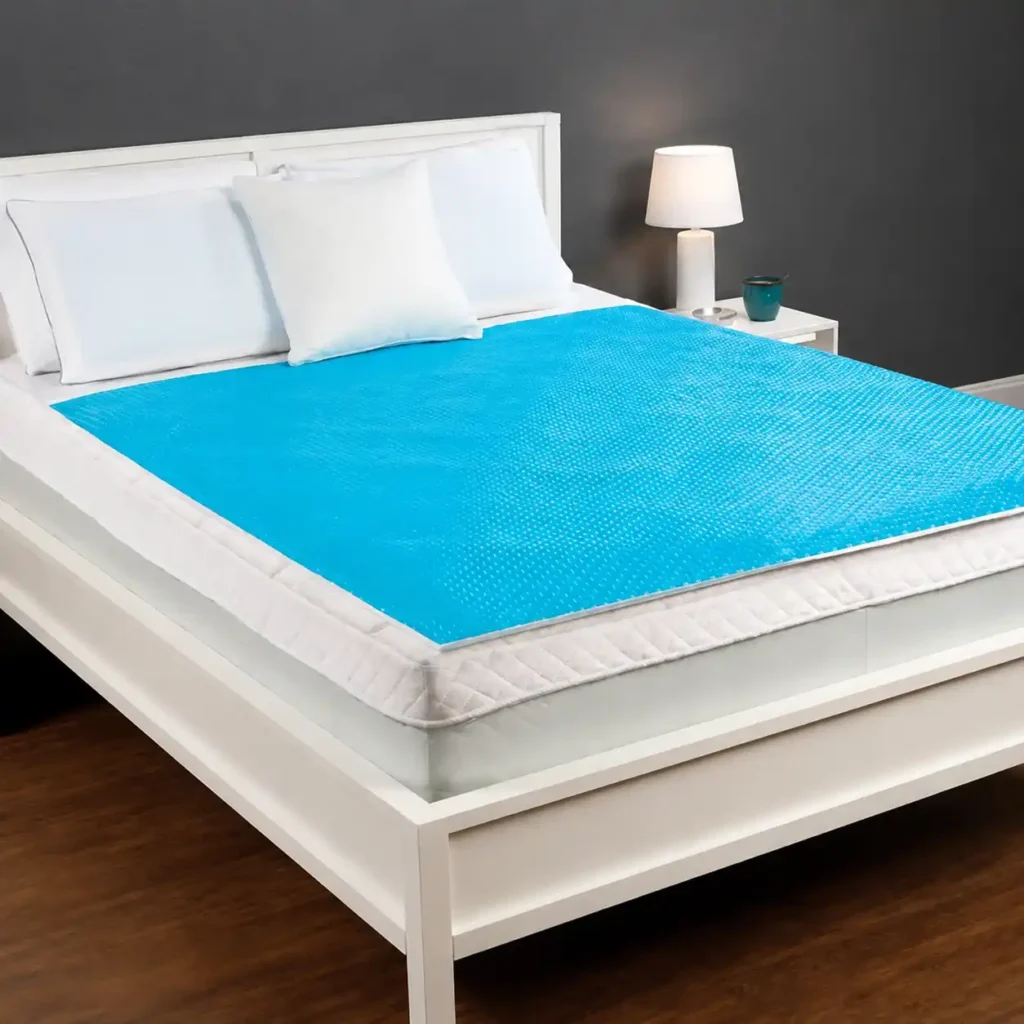 Silicone gel bed with a blue gel layer on a white mattress - silicone gel bed - 1