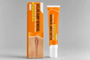 Silicone gel for keloids product tube and box on a grey background - silicone gel for keloids - 1